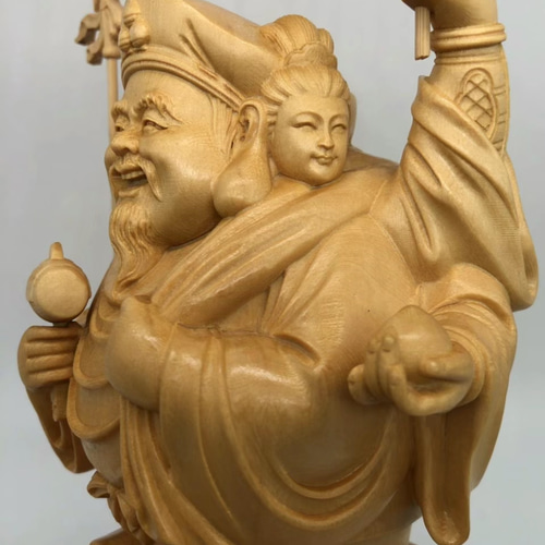 仏教工芸品 精密彫刻 極上品 木彫仏像 三面大黒天 職人手作り 彫刻