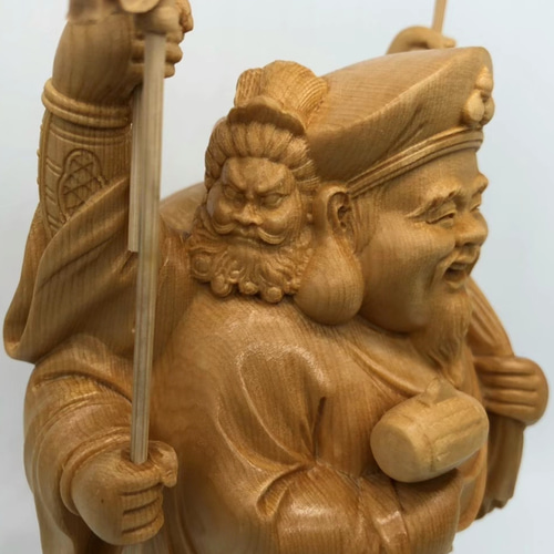 仏教工芸品 精密彫刻 極上品 木彫仏像 三面大黒天 職人手作り 彫刻