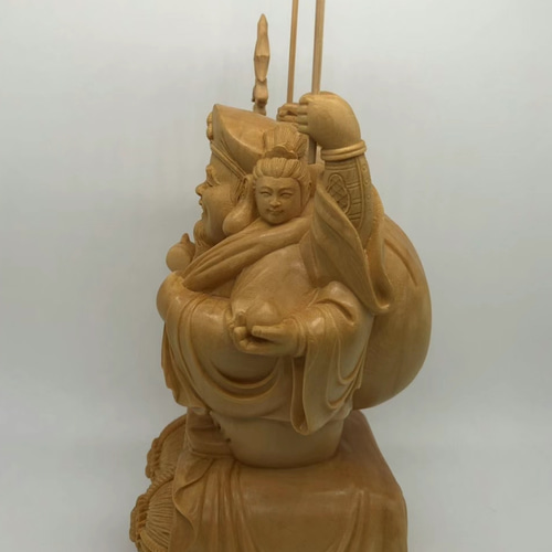 伝統　木製彫刻　手作り 仏教工芸品 精密彫刻 極上品 木彫仏像 三面大黒天 職人手作り 彫刻