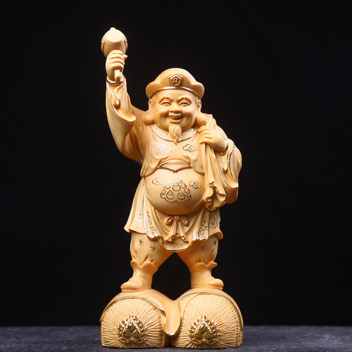 職人手作り 切金 大黒天 精密細工 木彫仏像 商売繁盛 置物 珍品 彫刻