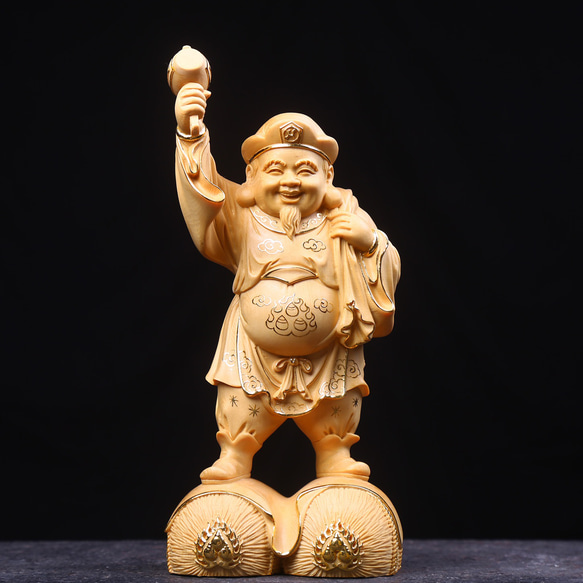 職人手作り 切金 大黒天 精密細工 木彫仏像 商売繁盛 置物 珍品 彫刻