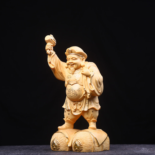 職人手作り 切金 大黒天 精密細工 木彫仏像 商売繁盛 置物 珍品 彫刻