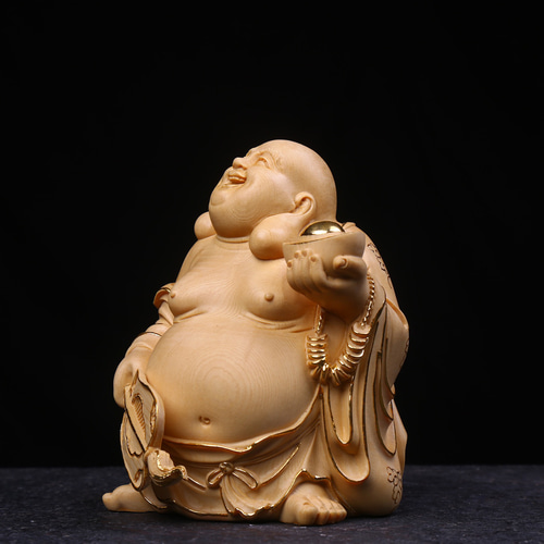 弥勒仏 極上品 木彫仏像 切金 仏師彫り 細工精彫 七福神 布袋様