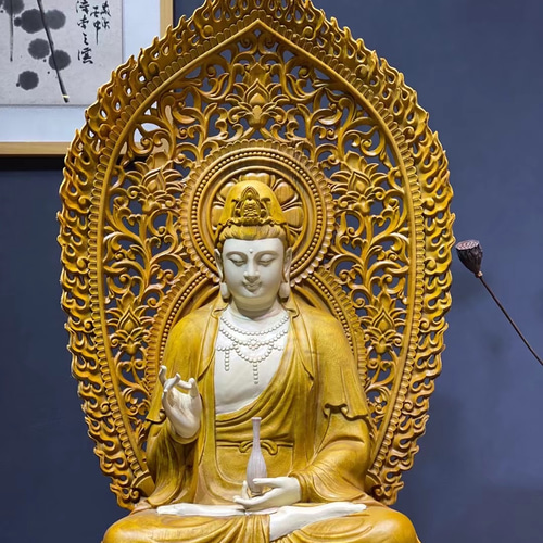 観音菩薩像 善財童子 八歳龍女 木彫仏像 細工精彫 超絶技巧 特大 観音菩薩像 善財童子 八歳龍女 木彫仏像 細工精彫 超絶技巧 特大