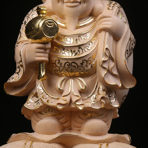 極上品 大黒天 高約25CM 細工精彫 木彫仏像 仏教工芸品 商売繁盛-