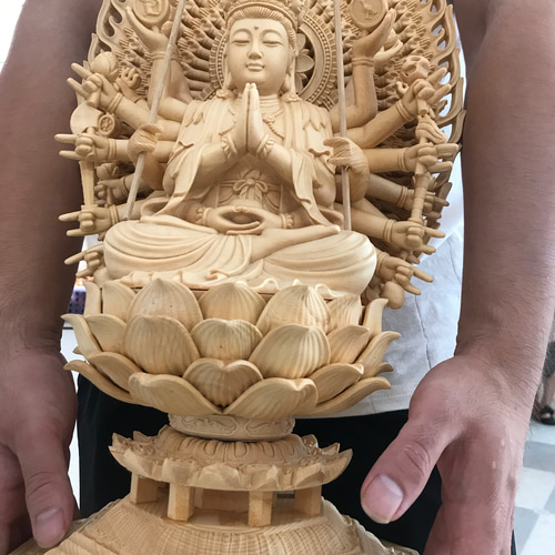 仏像 仏教美術 合十自在観音様 木の雕刻品 木彫り仏像 職人