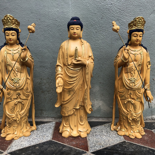 天然木 最高級 極上彫 木彫仏像 薬師如来三尊 大型45cm 天然木 最高級 極上彫 木彫仏像 薬師如来三尊 大型45cm 天然木