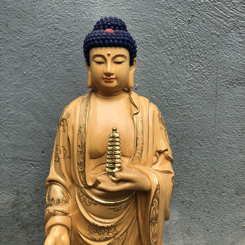 特大型高92cm 井波彫刻仏教工芸品総楠製木彫仏像薬師如来三尊立像