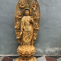 S*S様 九谷焼 仏教美術 豪華絢爛 色絵文殊菩薩像 時代品　高さ約30cm 古 S*S様 九谷焼 仏教美術 豪華絢爛 色絵文殊菩薩像 時代品 高さ約