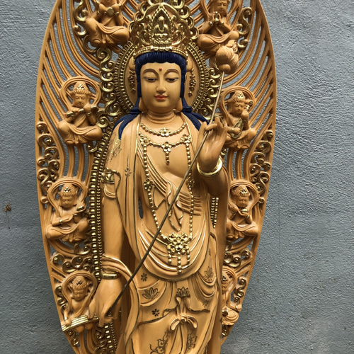 大型 高さ90cm 観音菩薩 木彫り細密彫刻 仏像立像 超絶技巧 職人 大型 高さ90cm 観音菩薩 木彫り細密彫刻 仏像立像 超絶技巧 職人