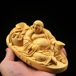 極上品  弥勒仏  布袋様  七福神  置物  供養品  木彫仏像  精密細工  仏教工芸品 1枚目の画像