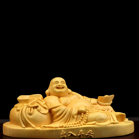 極上品  弥勒仏  布袋様  七福神  置物  供養品  木彫仏像  精密細工  仏教工芸品 2枚目の画像
