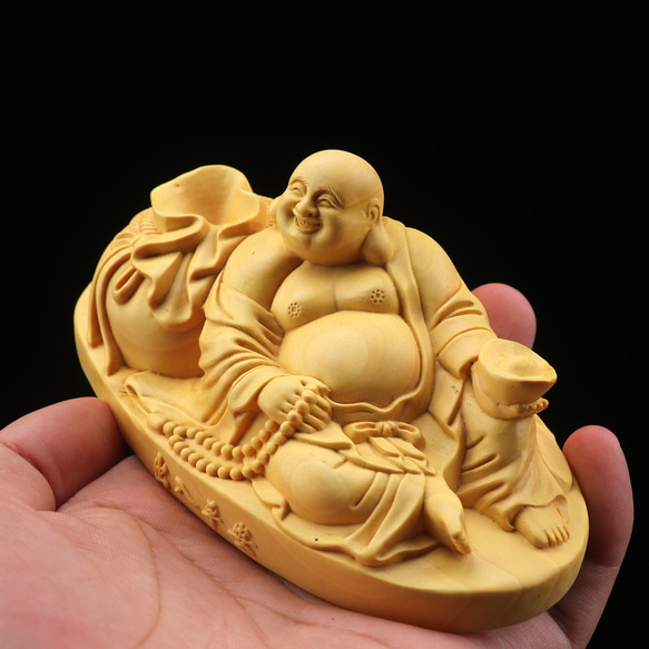 極上品  弥勒仏  布袋様  七福神  置物  供養品  木彫仏像  精密細工  仏教工芸品 3枚目の画像