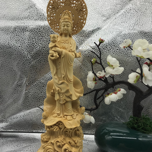 1293 特上彫 如意観音 観音菩薩 開運厄除 仏教美術 仏像 置物 彫刻工芸品 1293 特上彫 如意観音 観音菩薩 開運厄除 仏教美術 仏像 置物