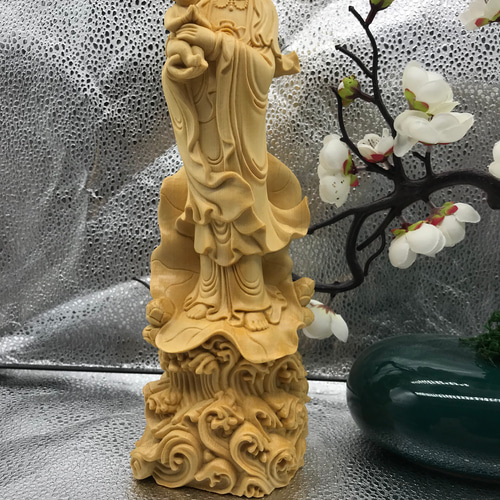 特上彫 大迫力 慈母観音 子宝観音 木彫仏像 細工精彫 置物 観音菩薩 高