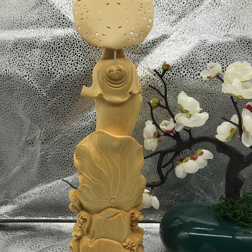 再値下げしました  仏像【慈母観音像】木彫り仏像     手彫り Amazon｜木彫りの仏像 慈母観音坐像 ツゲ製高級木彫り『安産祈願