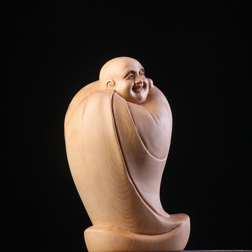仏教美術 木彫 布袋様！　 送料込み❣️ 仏教美術 布袋尊 布袋様 木彫 高63cm 七福神 仏像 彫刻工芸品