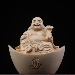 極上品 職人手作り 木彫仏像 布袋様 七福神 置物 弥勒仏 仏教