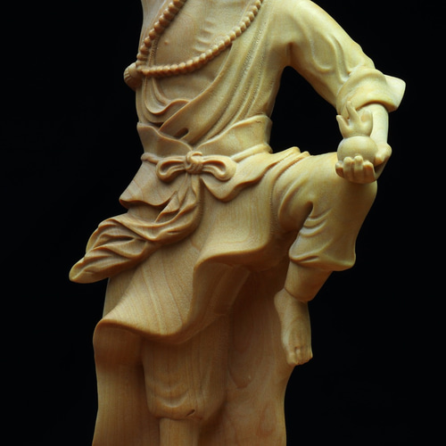 極上品 地蔵菩薩 神獣 仏師彫り 木彫仏像 置物 仏教工芸品 災難除去