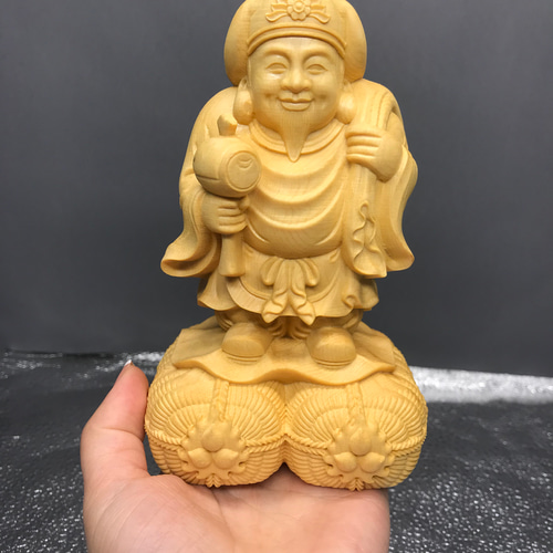 修縁堂】最高級 木彫り 仏像 七福神大黒天立像 彫刻 括 彩繪 本金 切 修縁堂】最高級 木彫り 仏像 七福神大黒天立像 彫刻 括 彩繪 本金 切