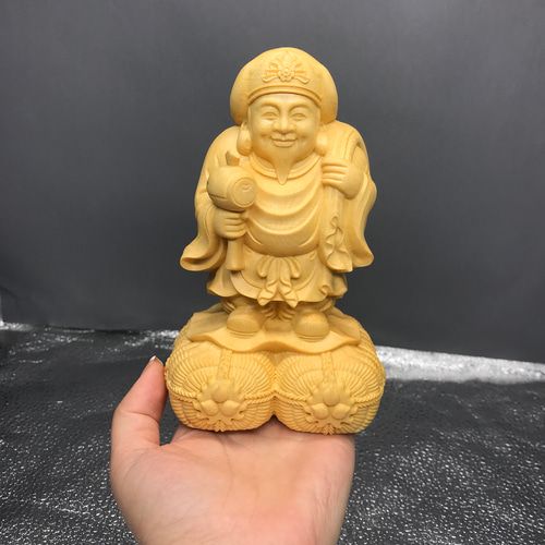 大黒天 七福神 木彫り細密彫刻 木彫仏像 仏教工芸品 商売繁盛
