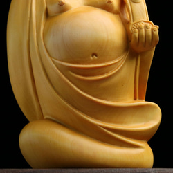 極上品  布袋様  精密彫刻  木彫仏像  弥勒仏  七福神 仏教工芸品 4枚目の画像