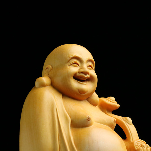 極上品  布袋様  精密彫刻  木彫仏像  弥勒仏  七福神 仏教工芸品 6枚目の画像