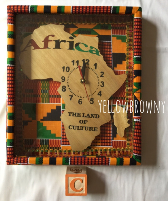 アフリカ大陸 × KENTE 壁掛け時計（C）ケンテ 1枚目の画像