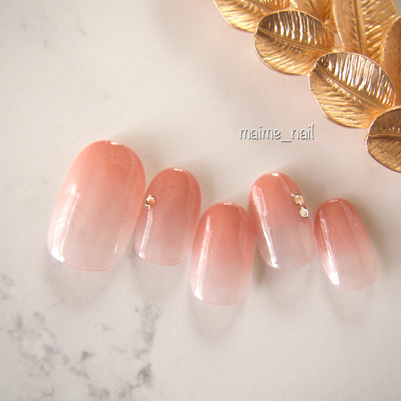コーラルピンクの/美肌グラデーションネイル ネイルチップ（つけ爪  