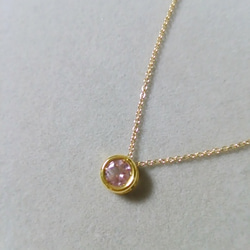 再販：宝石質ピンクトパーズの一粒ネックレス（6ミリ） 2枚目の画像