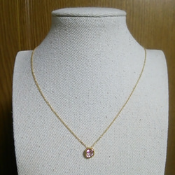 再販：宝石質ピンクトパーズの一粒ネックレス（6ミリ） 5枚目の画像