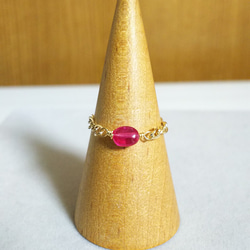 宝石質ピンクサファイアチェーンリング（12号） 3枚目の画像