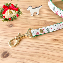 犬　リード　スリム1.5cm　クリスマス　ゴールド　グリーン　レッド  ホワイト 2枚目の画像