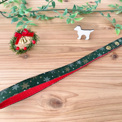犬　リード　スリム1.5cm　クリスマス　ゴールド　レッド　グリーン  ホワイト 3枚目の画像