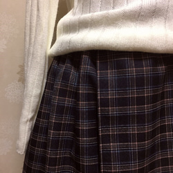 ★再販★秋から春先 ウール混チェックの巻きスカート風ギャザースカート 防縮加工　M~L 2枚目の画像