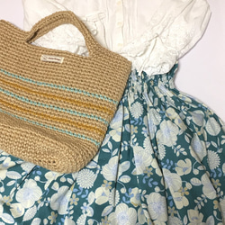 麻糸で編んだ 涼しげな 夏のトートバッグ♪　NUTSCENEミントとサフラン♪ 10枚目の画像
