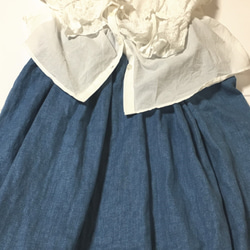 夏のスカート　ふんわりダブルガーゼ（ライクデニム）ギャザースカート　★丈78ｃｍまで可 3枚目の画像