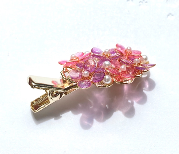 紫陽花のヘアクリップ〈ピンク×パープル〉　夏 5枚目の画像