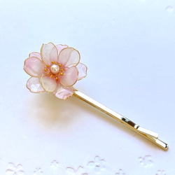 椿のミニヘアクリップ 赤 冬 ヘアアクセサリー レジン ヘアクリップ