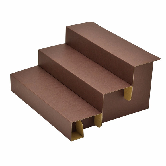 【紙製3段飾り棚】簡単組み立て　背面は便利な小物置き　3セット入り　ブラウン 2枚目の画像