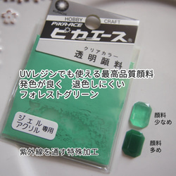 【透明顔料 フォレストグリーン】ピカエース 発色が良く、耐光性に優れたUVレジンに着色できる最高品質顔料 1枚目の画像