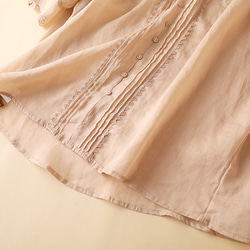 綿麻半袖トップス　刺繍ブラウス　レトロ　E1515 5枚目の画像