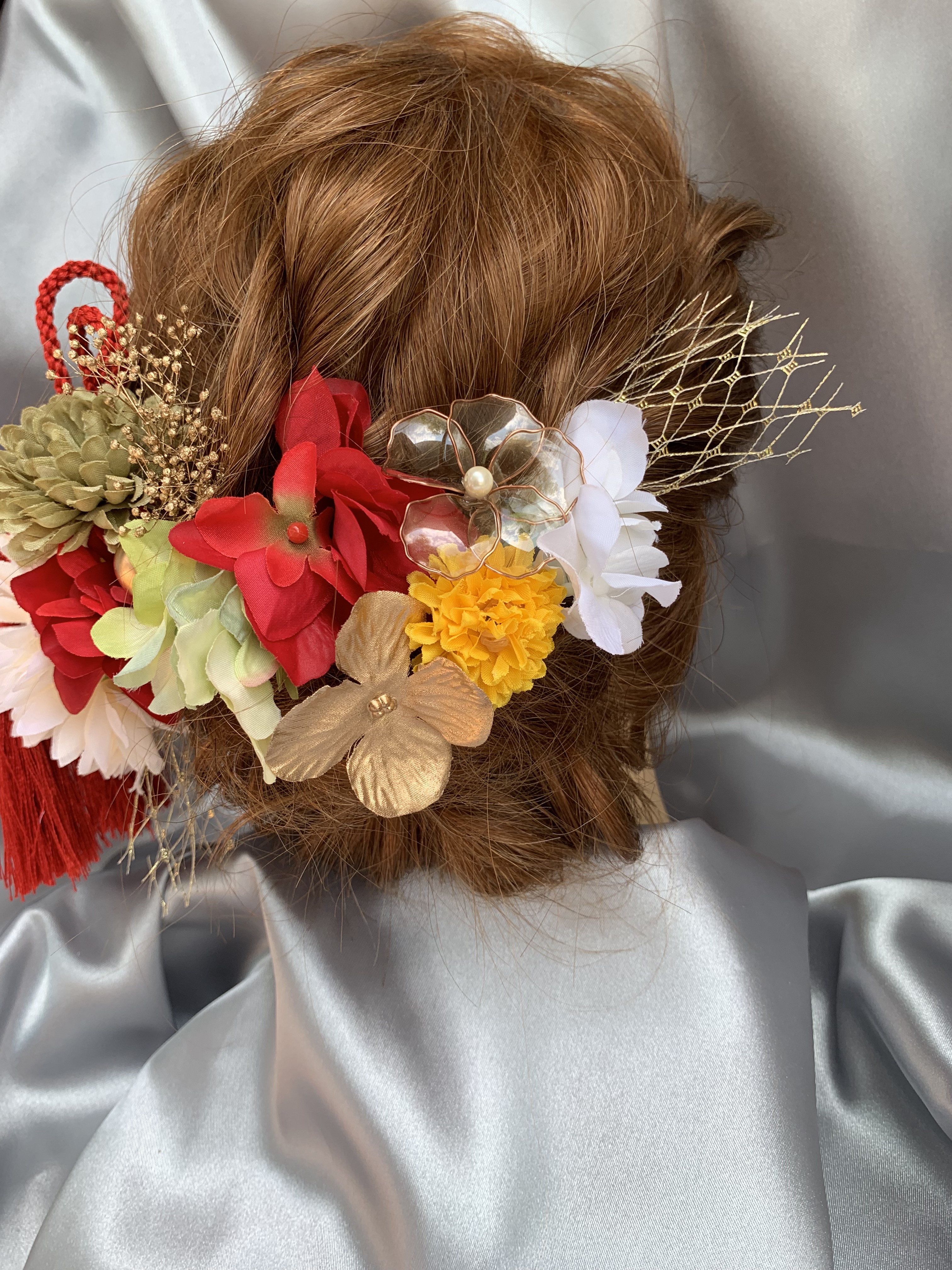成人式　成人式前撮り　結婚式　髪飾り　ヘッドピース　白無垢　色打掛　卒業式　袴　アメリカンフラワー