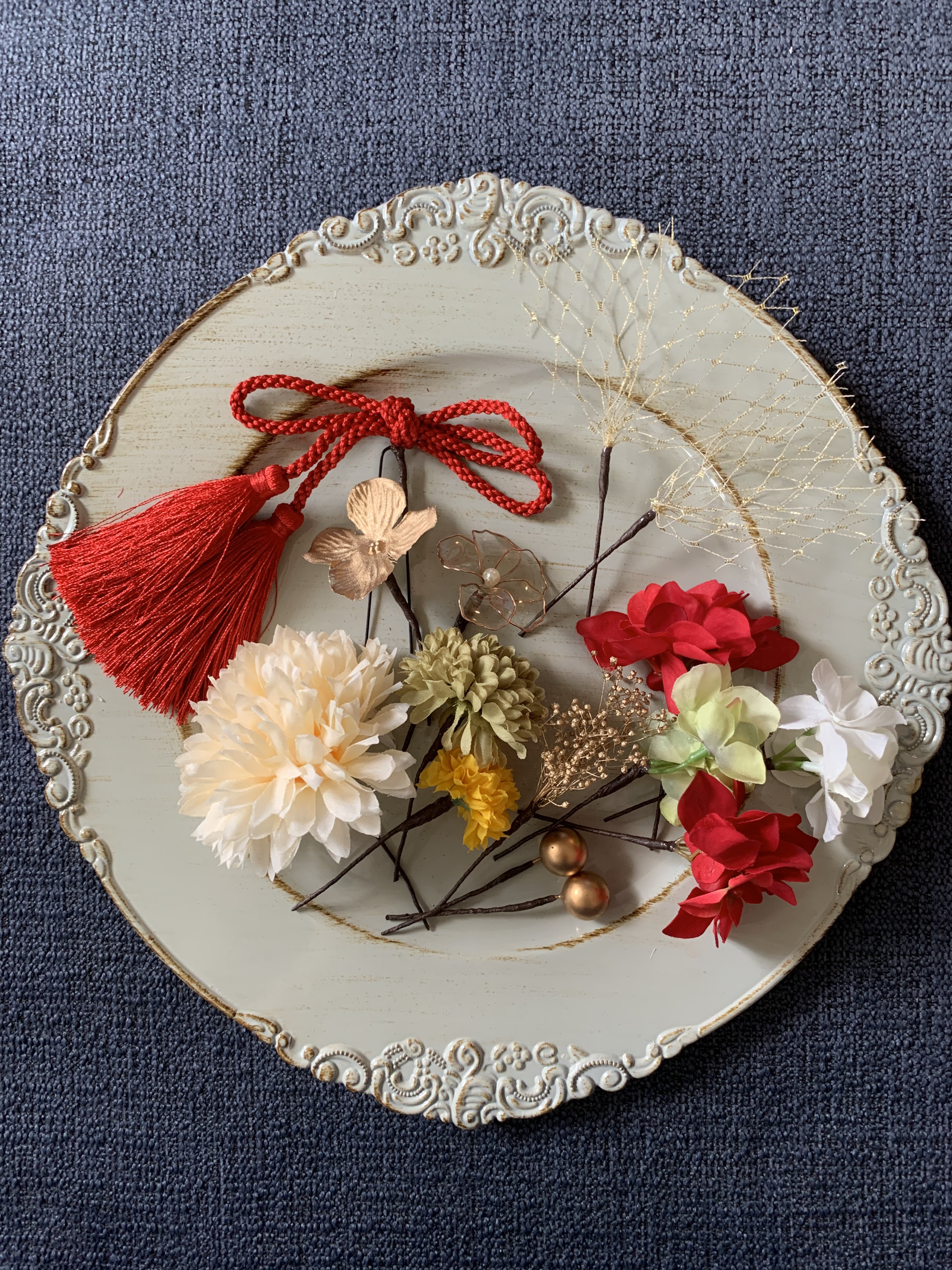 成人式　成人式前撮り　結婚式　髪飾り　ヘッドピース　白無垢　色打掛　卒業式　袴　アメリカンフラワー