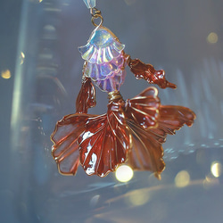 海洋樂園 水晶魚｜ 水晶花樹脂耳環 可改純銀耳針/耳夾 第5張的照片