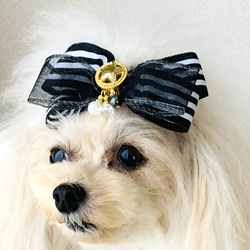 ペット　犬用　ハンドメイド ヘア飾り　ヘアアクセサリー　リボン　バレッタ 4枚目の画像
