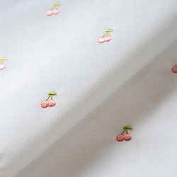 刺繍生地 【さくらんぼ/オフホワイト/ナチュラル】 カットクロス 綿