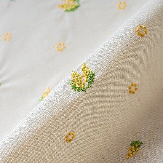 NM様リクエスト５点　　　　　　夜のミモザ　総刺繍　国産綿織物　刺繍半衿 NM様リクエスト5点 夜のミモザ 総刺繍 国産綿織物 刺繍半衿