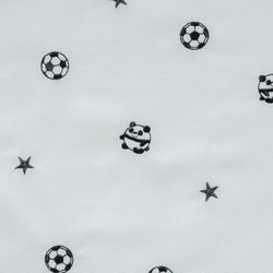 刺繍生地 【サッカーパンダ/オフホワイト】 カットクロス 綿ポリ 3枚目の画像