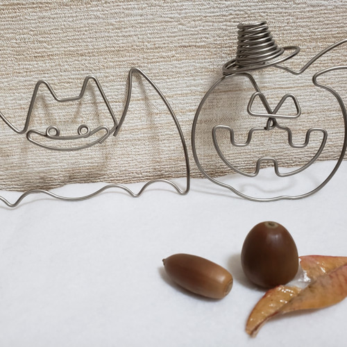 ハッピー ハロウィン ！ パンプキン＆コウモリ ワイヤーアート